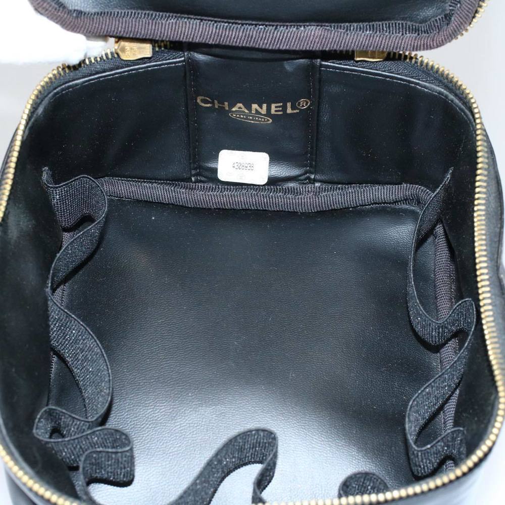 CHANEL Vanity Cosmetic Pouch Patent leather Black CC Auth yb378 - Picture 10 of 16